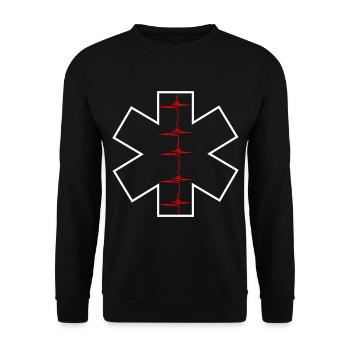 Star Of Life Herzschlag EKG Puls Sanitäter Rettung - Unisex Pullover - Schwarz - Vorne - Alina (178cm) & Michal (187cm)