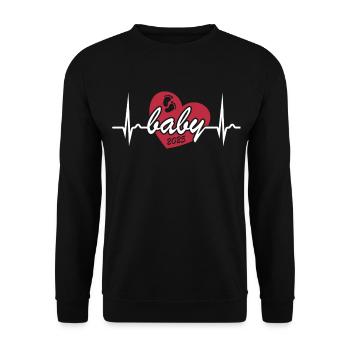 EKG Kurve - Herzkurve - Baby 2025 - Schwanger - Unisex Pullover - Schwarz - Vorne - Alina (178cm) & Michal (187cm)