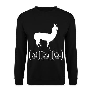 Alpaca Alpaka Lama Periodensystem Shirt - Unisex Pullover - Schwarz - Vorne - Alina (178cm) & Michal (187cm)