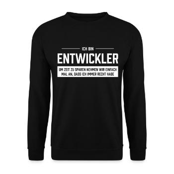 Ich bin Entwickler - Unisex Pullover - Schwarz - Vorne - Alina (178cm) & Michal (187cm)