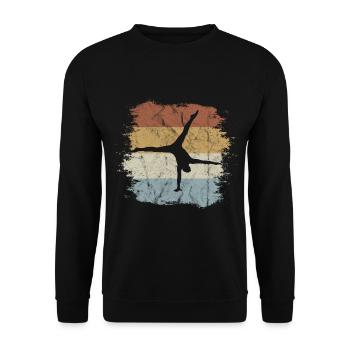Retro Vintage Style Handstand Einarm Akrobatik - Unisex Pullover - Schwarz - Vorne - Alina (178cm) & Michal (187cm)