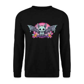 Occult Kawaii Gothic Bat Pastel e-Girl - Unisex Sweatshirt - black - Front - Alina (178cm) & Michal (187cm)