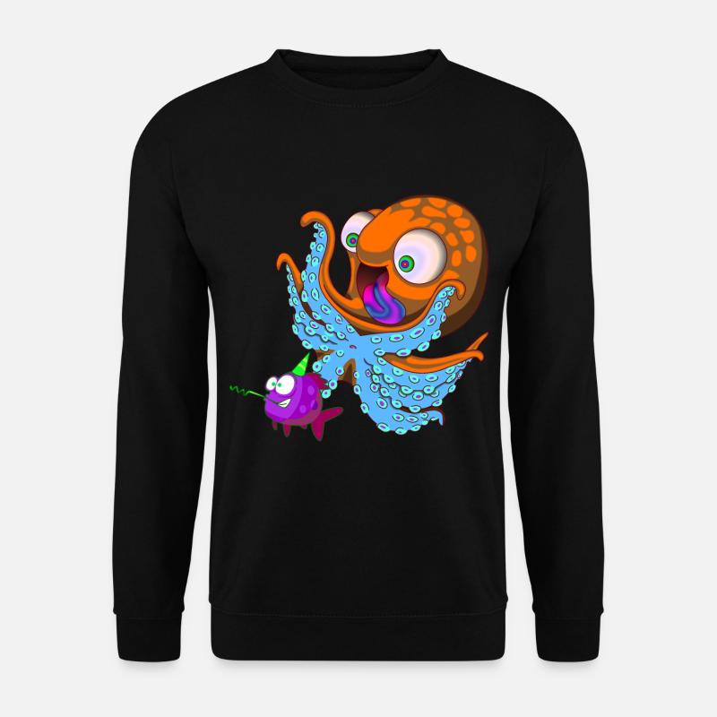 Octopus birthday fish - Unisex Sweatshirt - black