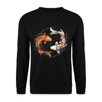 Mignon Axolotl Yin Yang Koi Fish - Sweat-shirt Unisexe - noir - Devant - Alina (178cm) & Michal (187cm)