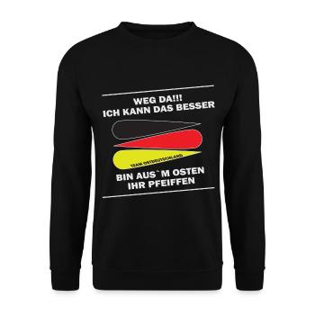 Motiv "Weg da" - Unisex Pullover - Schwarz - Vorne - Alina (178cm) & Michal (187cm)
