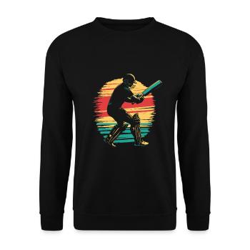 Cricket Player Vintage - Unisex Sweatshirt - black - Front - Alina (178cm) & Michal (187cm)