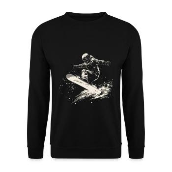 Snowboarder Snowboarding Sprung Schnee - Unisex Pullover - Schwarz - Vorne - Alina (178cm) & Michal (187cm)