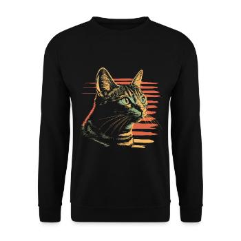 Bengal Katze vintage - Unisex Pullover - Schwarz - Vorne - Alina (178cm) & Michal (187cm)