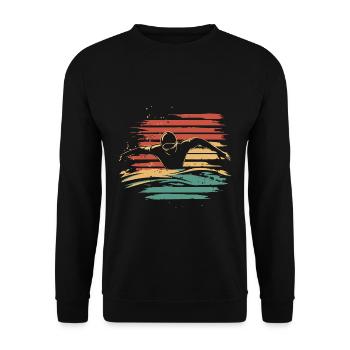Schwimmen Schwimmer Retro Vintage - Unisex Pullover - Schwarz - Vorne - Alina (178cm) & Michal (187cm)