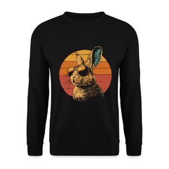 Lapin avec des lunettes de soleil vintage - Sweat-shirt Unisexe - noir - Devant - Alina (178cm) & Michal (187cm)