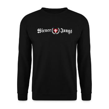 Wiener Jungs Ultras Hooligans Fussball - Unisex Pullover - Schwarz - Vorne - Alina (178cm) & Michal (187cm)