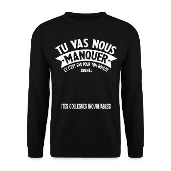 Départ collègue de travail personnalisé signé - Sweat-shirt Unisexe - noir - Devant - Alina (178cm) & Michal (187cm)