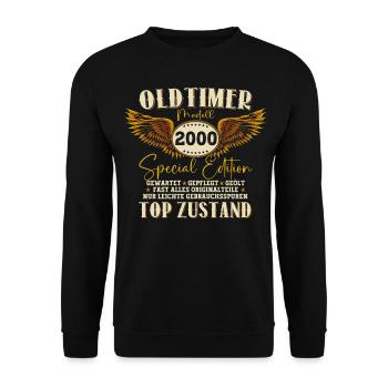 Oldtimer Jahrgang 2000 22. Geburtstag Geschenk Fun - Unisex Pullover - Schwarz - Vorne - Alina (178cm) & Michal (187cm)