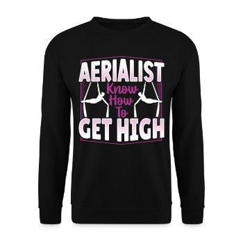 Aerial Silks Design Für Eine Luftakrobatin - Unisex Pullover - Schwarz - Vorne - Alina (178cm) & Michal (187cm)