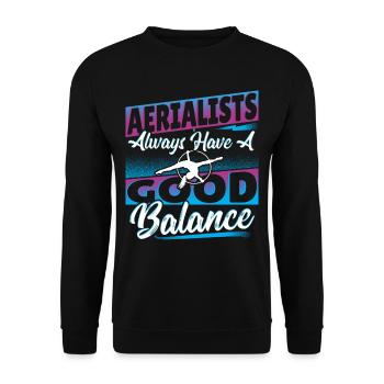 Aerial Silks Design Für Eine Luftakrobatin - Unisex Pullover - Schwarz - Vorne - Alina (178cm) & Michal (187cm)