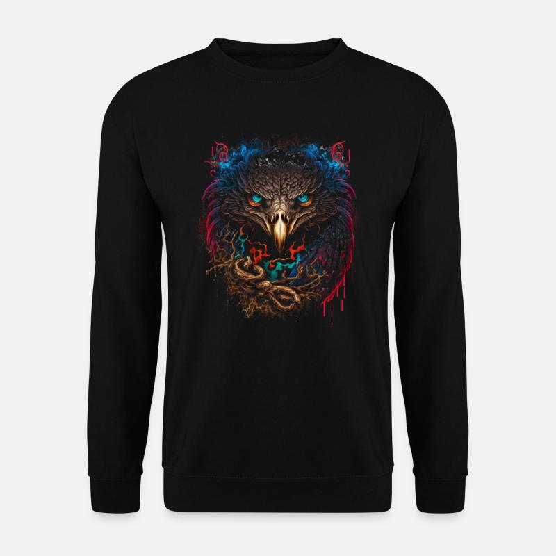Adler | Adlerkopf | Eagle | 3D Effekt - Unisex Pullover - Schwarz