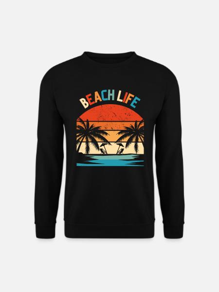 Beach Life Retro Sunset - Unisex Sweatshirt - black