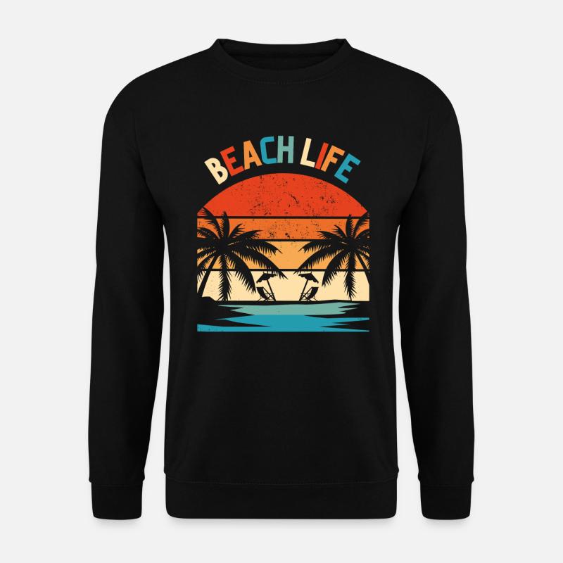 Beach Life Retro Sunset - Unisex Sweatshirt - black