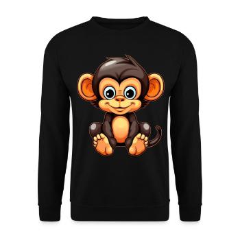 Niedlicher Affe für Kinder für Kinder - Unisex Pullover - Schwarz - Vorne - Alina (178cm) & Michal (187cm)