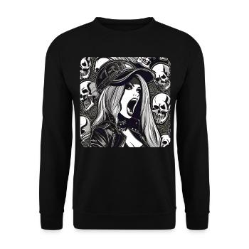 Cool Heavy Metal Woman avec Skulls Gothic - Sweat-shirt Unisexe - noir - Devant - Alina (178cm) & Michal (187cm)
