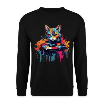 Vinyle coloré Cat Vinyl Record Turntable - Sweat-shirt Unisexe - noir - Devant - Alina (178cm) & Michal (187cm)