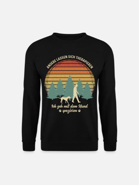 Mann mit Hund Gassi gehen Therapie Hundebesitzer - Unisex Pullover - Schwarz