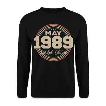Mai 1989 Vintage Nées En Mai 1989 Anniversaire - Sweat-shirt Unisexe - noir - Devant - Alina (178cm) & Michal (187cm)