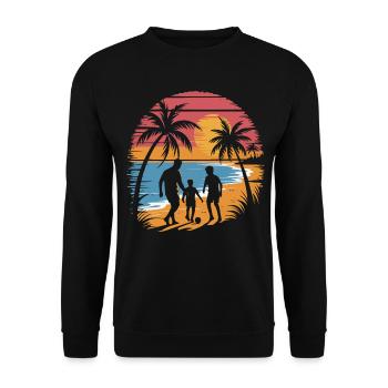 Father and 2 sons football holiday beach vintage - Unisex Sweatshirt - black - Front - Alina (178cm) & Michal (187cm)