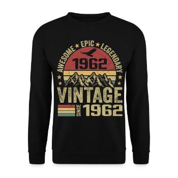 Vintage 1962 Cadeau Anniversaire 1962 - Né en 1962 - Sweat-shirt Unisexe - noir - Devant - Alina (178cm) & Michal (187cm)