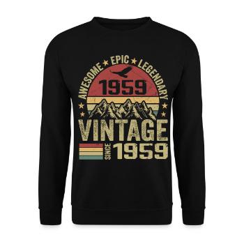 Vintage 1959 Cadeau Anniversaire 1959 - Né en 1959 - Sweat-shirt Unisexe - noir - Devant - Alina (178cm) & Michal (187cm)
