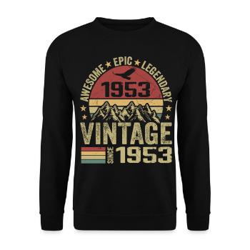 Vintage 1953 Birthday Gift 1953 - Born in 1953 - Unisex Sweatshirt - black - Front - Alina (178cm) & Michal (187cm)