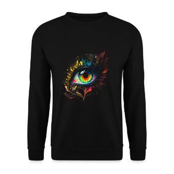 Œil psychédélique avec des détails colorés à l’aérographe - Sweat-shirt Unisexe - noir - Devant - Alina (178cm) & Michal (187cm)