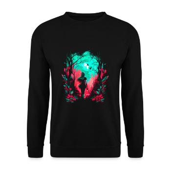 Femme comme fée de la forêt aquarelle aérographe - Sweat-shirt Unisexe - noir - Devant - Alina (178cm) & Michal (187cm)