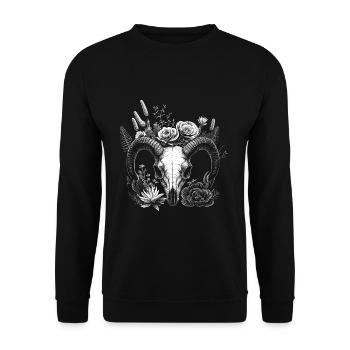 Aries skull with flowers and succulents - Unisex Sweatshirt - black - Front - Alina (178cm) & Michal (187cm)