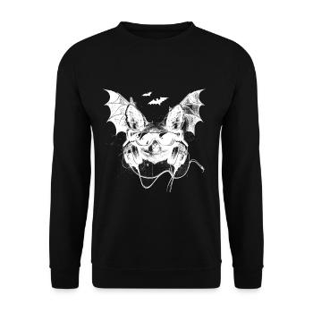 Chauve-souris cool avec des écouteurs et des lunettes de soleil - Sweat-shirt Unisexe - noir - Devant - Alina (178cm) & Michal (187cm)