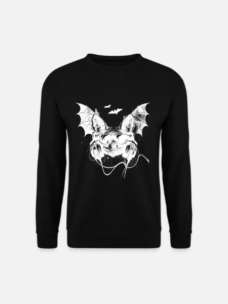 Coole Fledermaus mit Kopfhörern und Sonnenbrille - Unisex Pullover - Schwarz