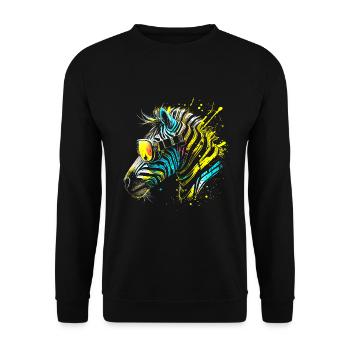 Colorful Zebra with Sunglasses Graffiti Airbrush - Unisex Sweatshirt - black - Front - Alina (178cm) & Michal (187cm)