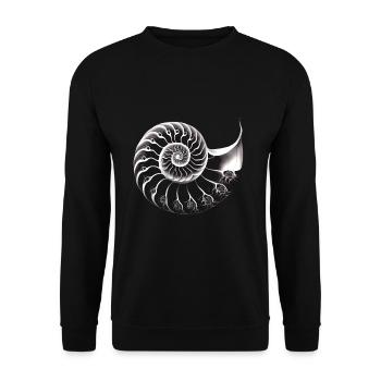 Nautilus/ Goldener Schnitt minimalistisch - Unisex Pullover - Schwarz - Vorne - Alina (178cm) & Michal (187cm)