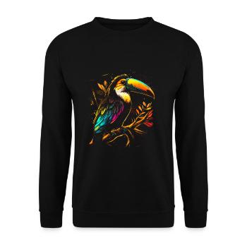 Psychedelic toucan in colorful street art look - Unisex Sweatshirt - black - Front - Alina (178cm) & Michal (187cm)