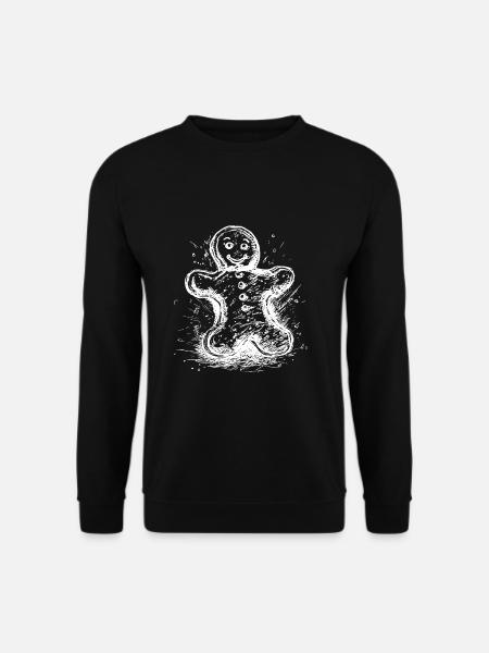 Coole Skizze Lebkuchenmann mit Tinte gezeichnet - Unisex Pullover - Schwarz