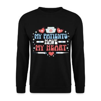 Valentinstag 14. Februar Krankenschwester Pflege - Unisex Pullover - Schwarz - Vorne - Alina (178cm) & Michal (187cm)