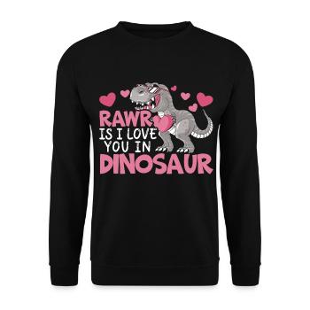Valentine's Day Dinosaur T-Rex February 14 Dino - Unisex Sweatshirt - black - Front - Alina (178cm) & Michal (187cm)