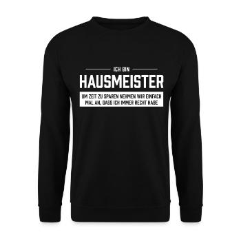 Ich bin Hausmeister - Unisex Pullover - Schwarz - Vorne - Alina (178cm) & Michal (187cm)