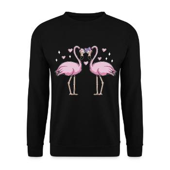 Valentine's Day Flamingo February 14 Pink Flamingo - Unisex Sweatshirt - black - Front - Alina (178cm) & Michal (187cm)