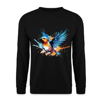 Blaumeise Farbkleckse Farbspritzer - Unisex Pullover - Schwarz - Vorne - Alina (178cm) & Michal (187cm)