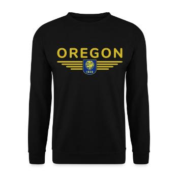 T-shirt de supporter de l'Oregon – Un incontournable pour les supporters - Sweat-shirt Unisexe - noir - Devant - Alina (178cm) & Michal (187cm)