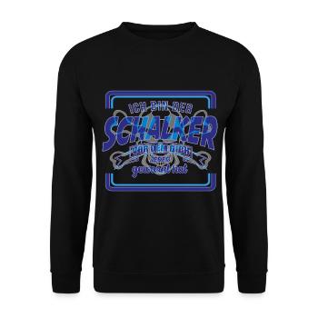 Schalker Warnung | Gelsenkirchen Schalke Geschenk - Unisex Pullover - Schwarz - Vorne - Alina (178cm) & Michal (187cm)