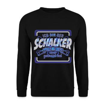 Schalker Warnung | Gelsenkirchen Schalke Geschenk - Unisex Pullover - Schwarz - Vorne - Alina (178cm) & Michal (187cm)