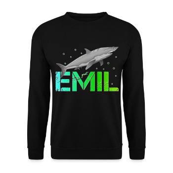 Emil Geburtstag Emil Namenstag - Unisex Pullover - Schwarz - Vorne - Alina (178cm) & Michal (187cm)