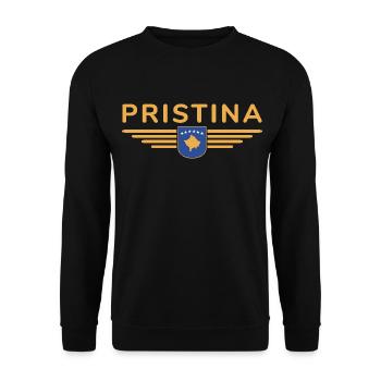 Pristina Kosovo Fan T-Shirt Design - Unisex Pullover - Schwarz - Vorne - Alina (178cm) & Michal (187cm)